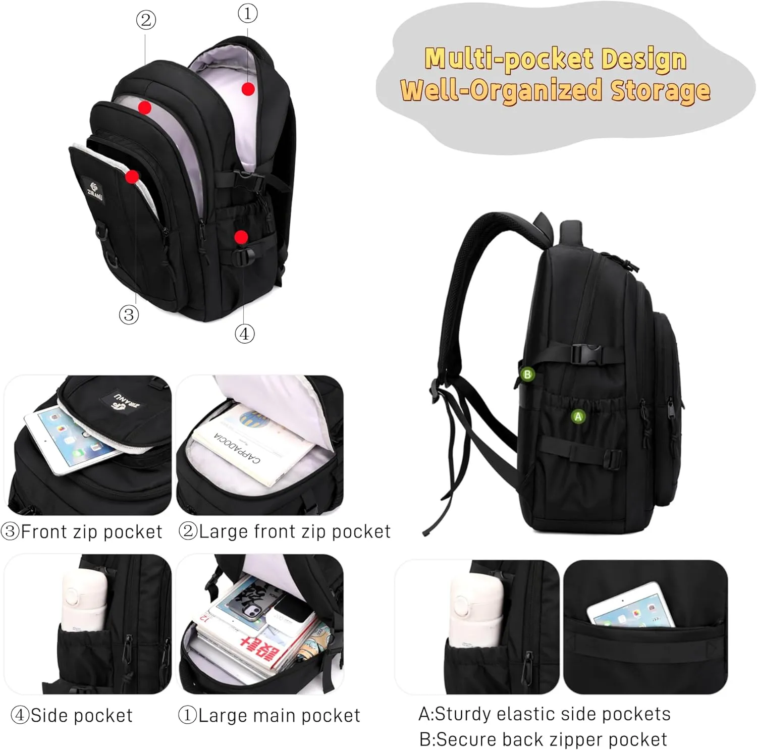 Kids Backpack for Boys & Girls, Middle School Backpacks for Teens Boys, Elementary Student Bookbag School Bags for Boys Casual Daypack,Grey-white