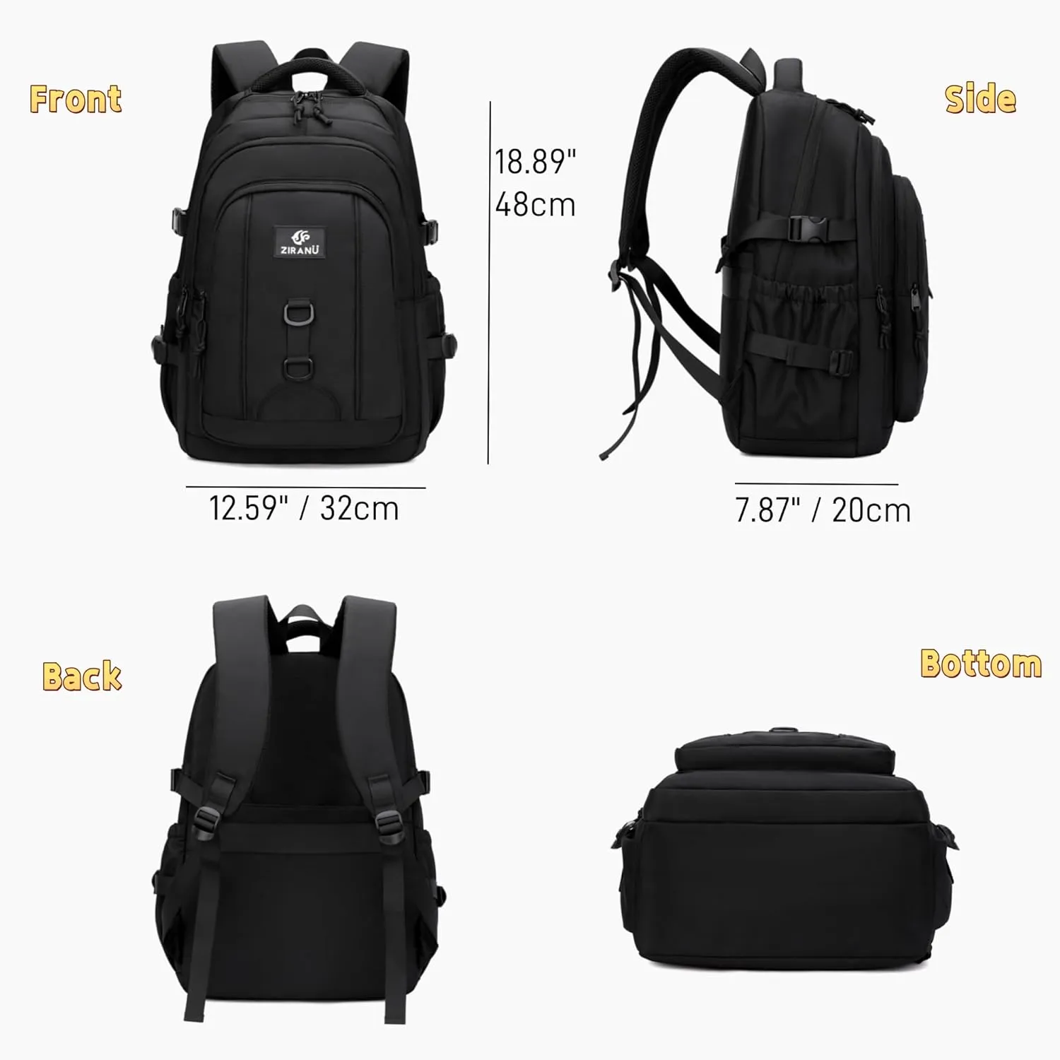 Kids Backpack for Boys & Girls, Middle School Backpacks for Teens Boys, Elementary Student Bookbag School Bags for Boys Casual Daypack,Grey-white