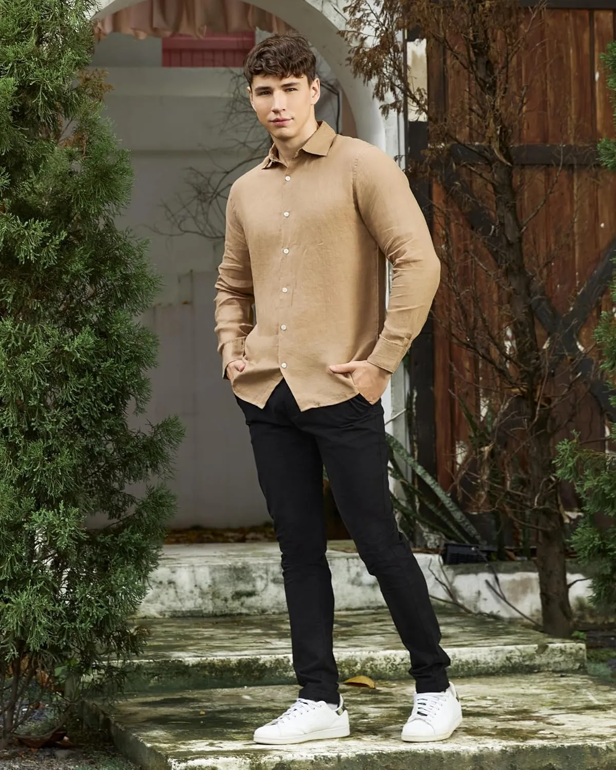 Krasiv Men's Chino Pants Stretch Cotton Slacks Slim Fit Tapered Leg Smart Casual Trousers