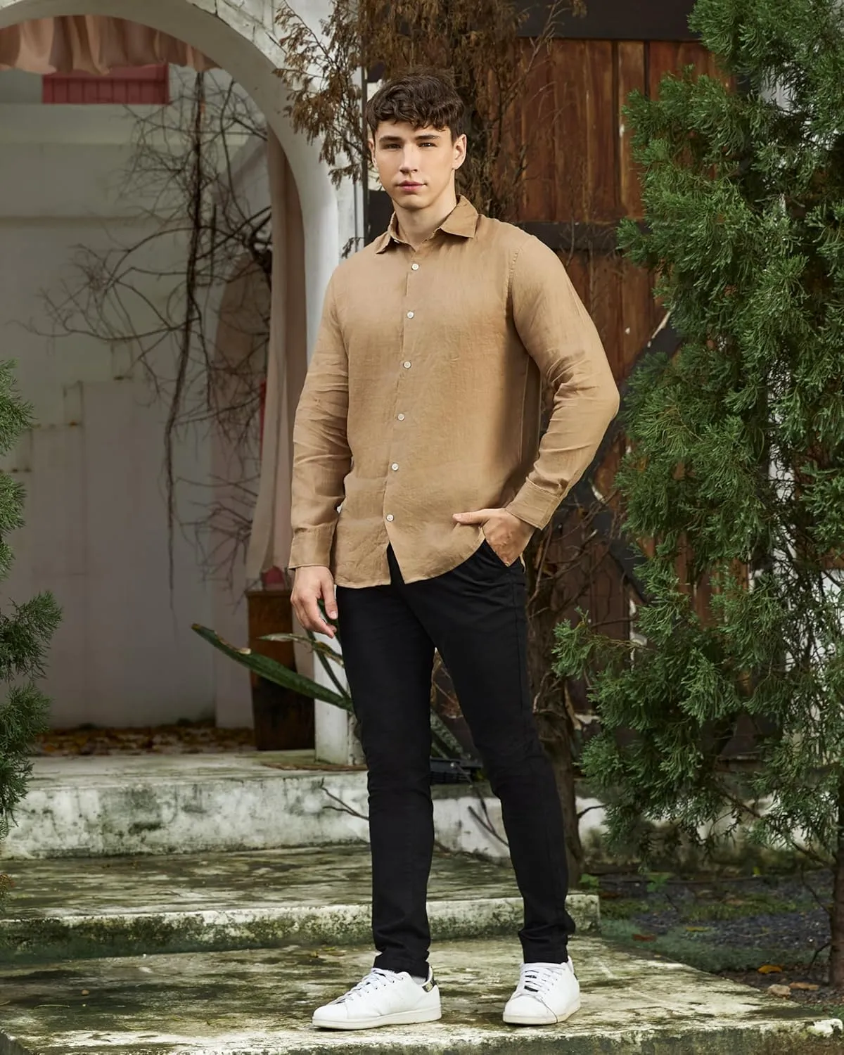 Krasiv Men's Chino Pants Stretch Cotton Slacks Slim Fit Tapered Leg Smart Casual Trousers