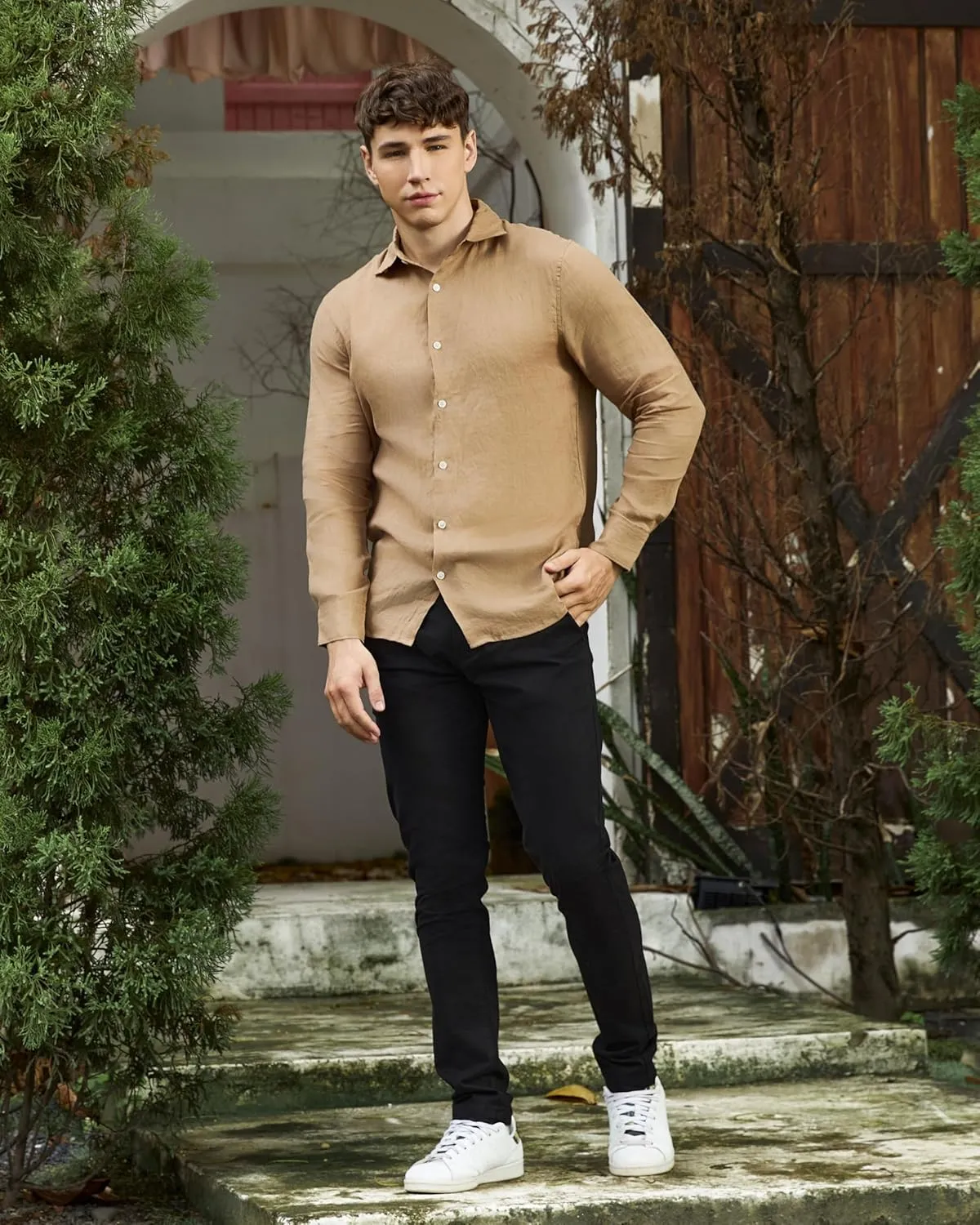 Krasiv Men's Chino Pants Stretch Cotton Slacks Slim Fit Tapered Leg Smart Casual Trousers