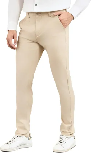 Krasiv Men's Chino Pants Stretch Cotton Slacks Slim Fit Tapered Leg Smart Casual Trousers