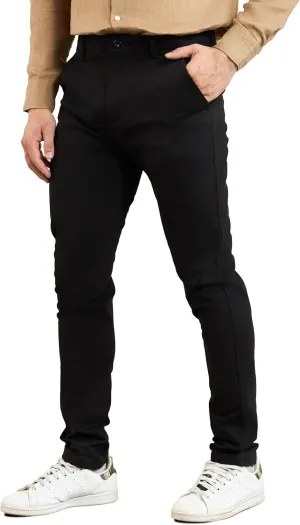 Krasiv Men's Chino Pants Stretch Cotton Slacks Slim Fit Tapered Leg Smart Casual Trousers