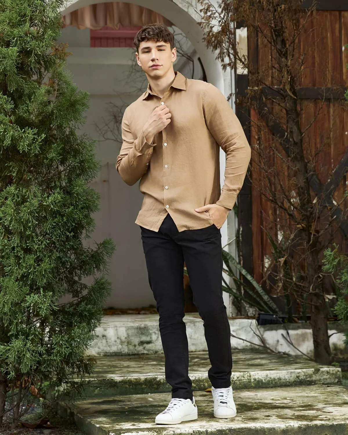 Krasiv Men's Chino Pants Stretch Cotton Slacks Slim Fit Tapered Leg Smart Casual Trousers