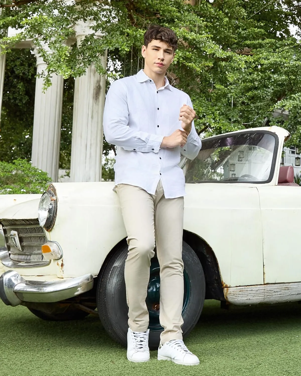Krasiv Men's Chino Pants Stretch Cotton Slacks Slim Fit Tapered Leg Smart Casual Trousers