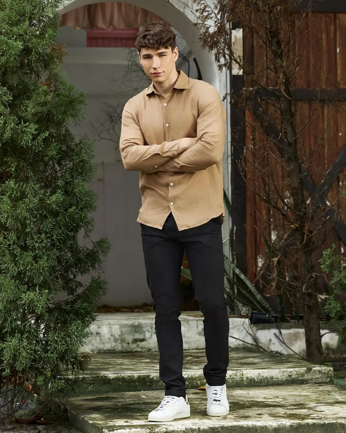 Krasiv Men's Chino Pants Stretch Cotton Slacks Slim Fit Tapered Leg Smart Casual Trousers