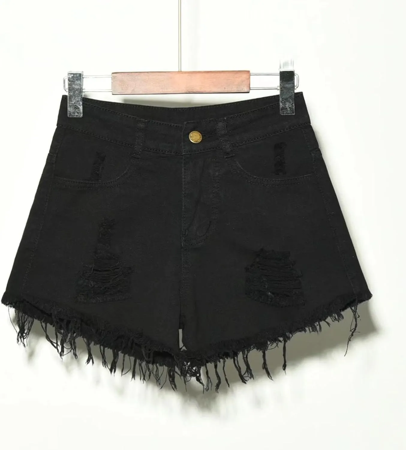 Ladies Ripped Jeans Shorts Casual Summer Breathable Button Short Womens High Waist Trendy Vacation Bottom Basic 2025