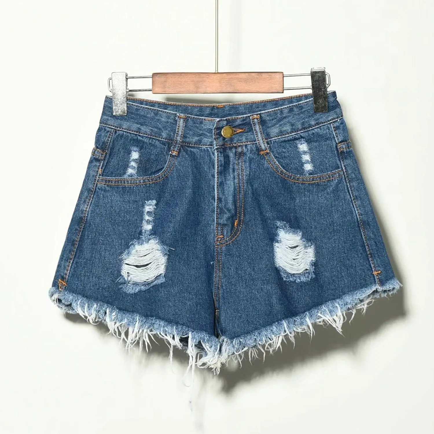 Ladies Ripped Jeans Shorts Casual Summer Breathable Button Short Womens High Waist Trendy Vacation Bottom Basic 2025