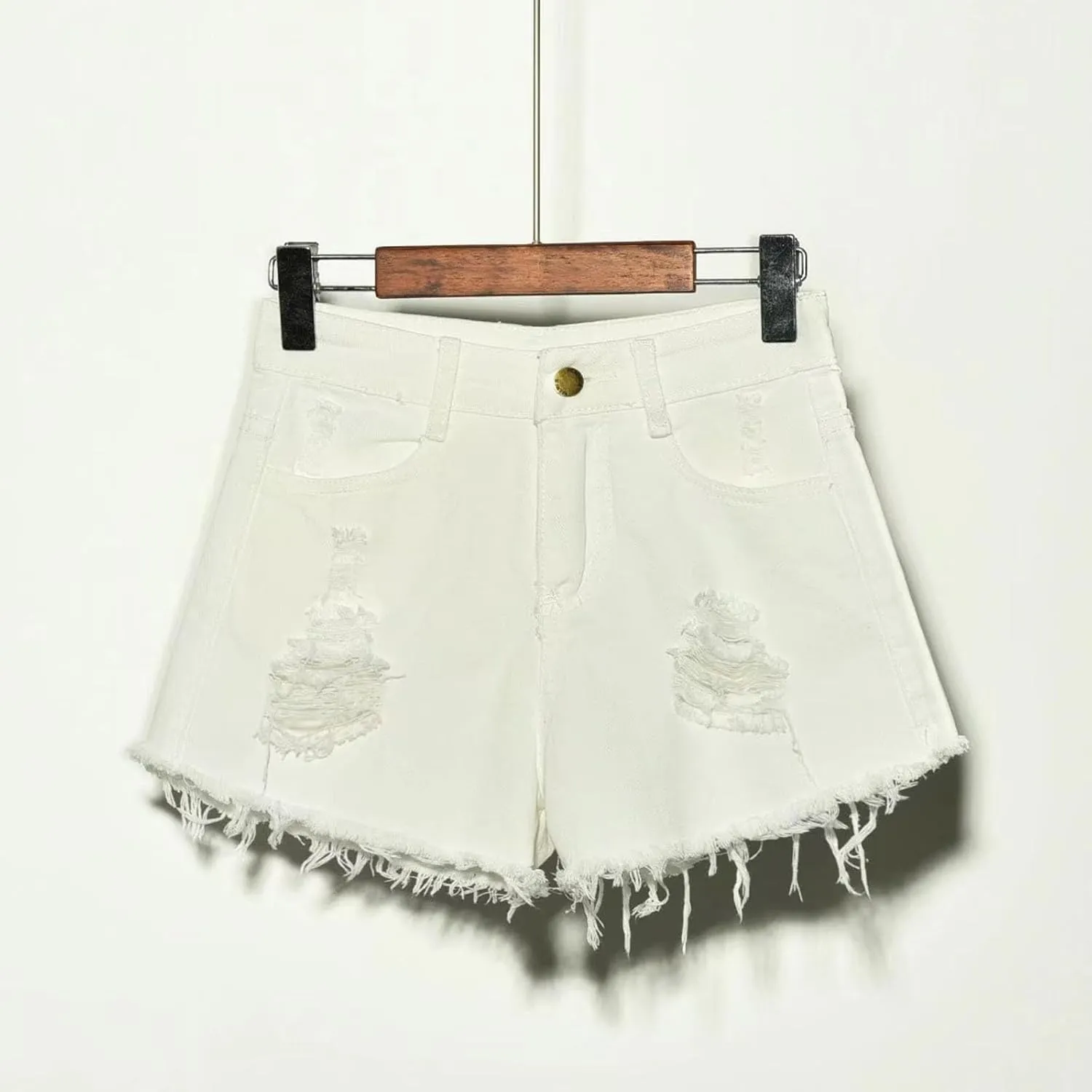 Ladies Ripped Jeans Shorts Casual Summer Breathable Button Short Womens High Waist Trendy Vacation Bottom Basic 2025