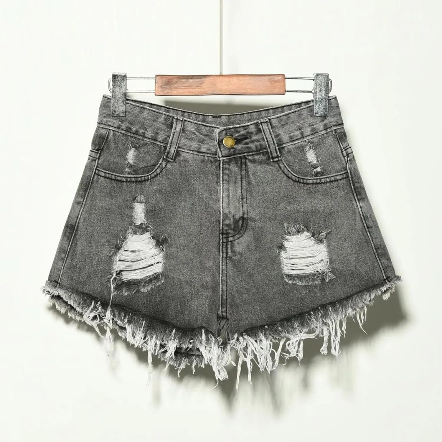Ladies Ripped Jeans Shorts Casual Summer Breathable Button Short Womens High Waist Trendy Vacation Bottom Basic 2025