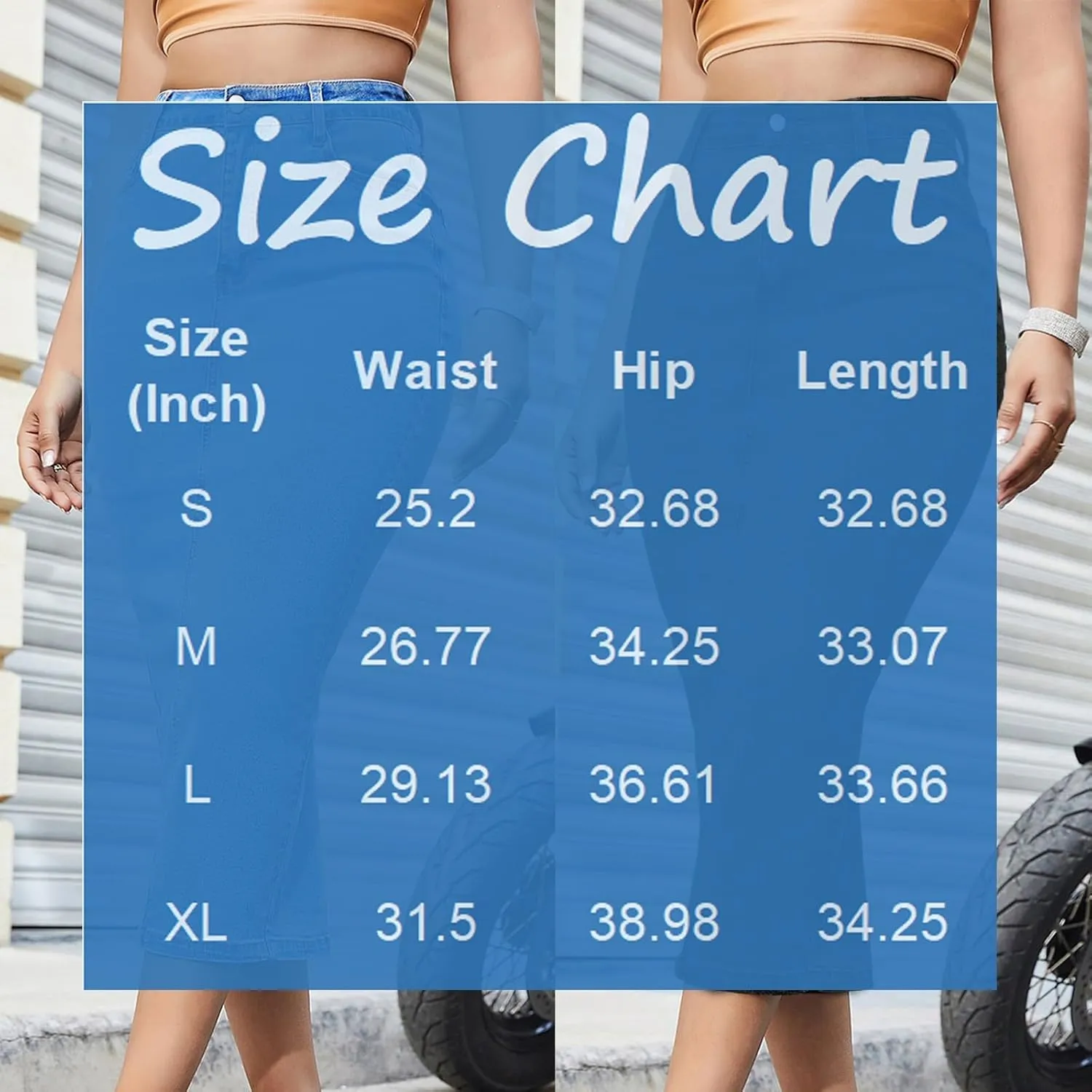 lcyhony Long Denim Skirts for Women Stretchy High Waist Tummy Control Jean Skirt Bodycon Back Slit Pencil Skirt with Pockets