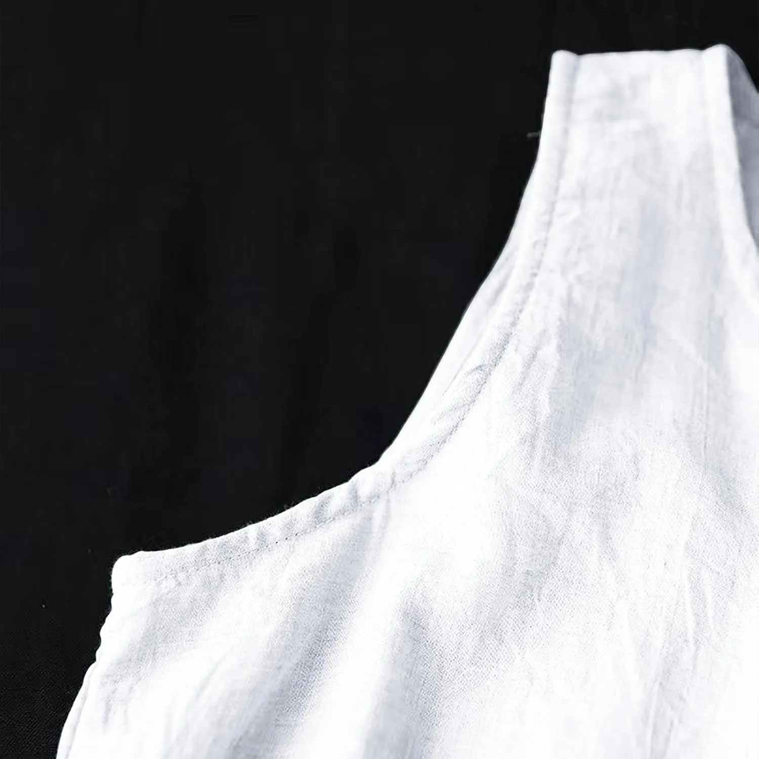 LEMONONSTORE Plus Size Women Sleeveless Tunic Dresses Summer Cotton Linen Swing A-Line High Low Retro Midi Dress Relaxed Fit