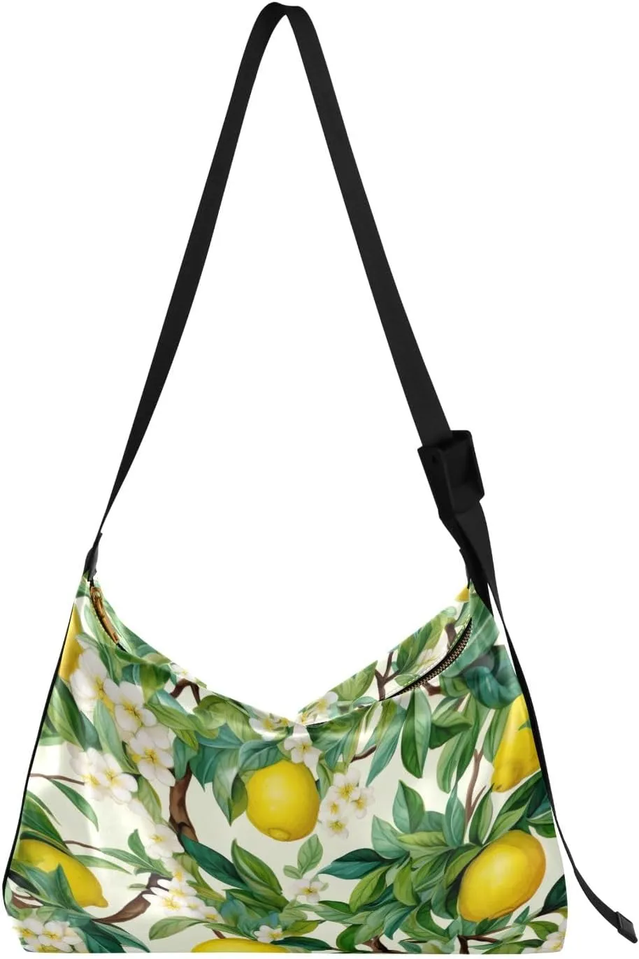 Lemons in Watercolor Tree Vegan Crossbody Bag, Faux Leather Bag, Men Shoulder Bags