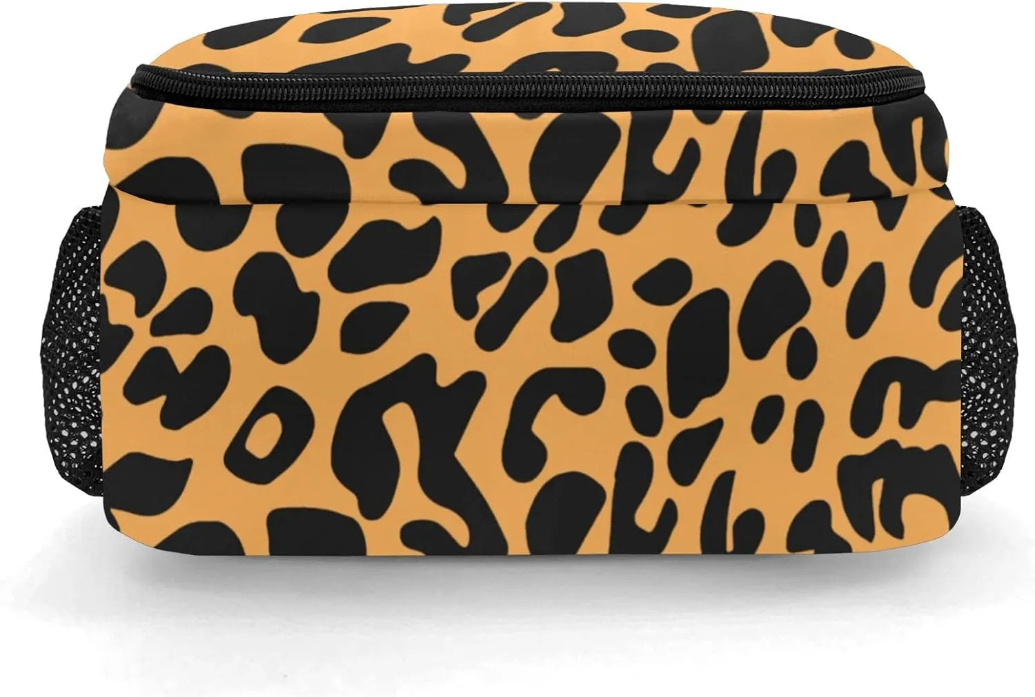 Leopard Print Red Orange Backpack Custom Name Large Capacity Shoulder Bags for Sports Party