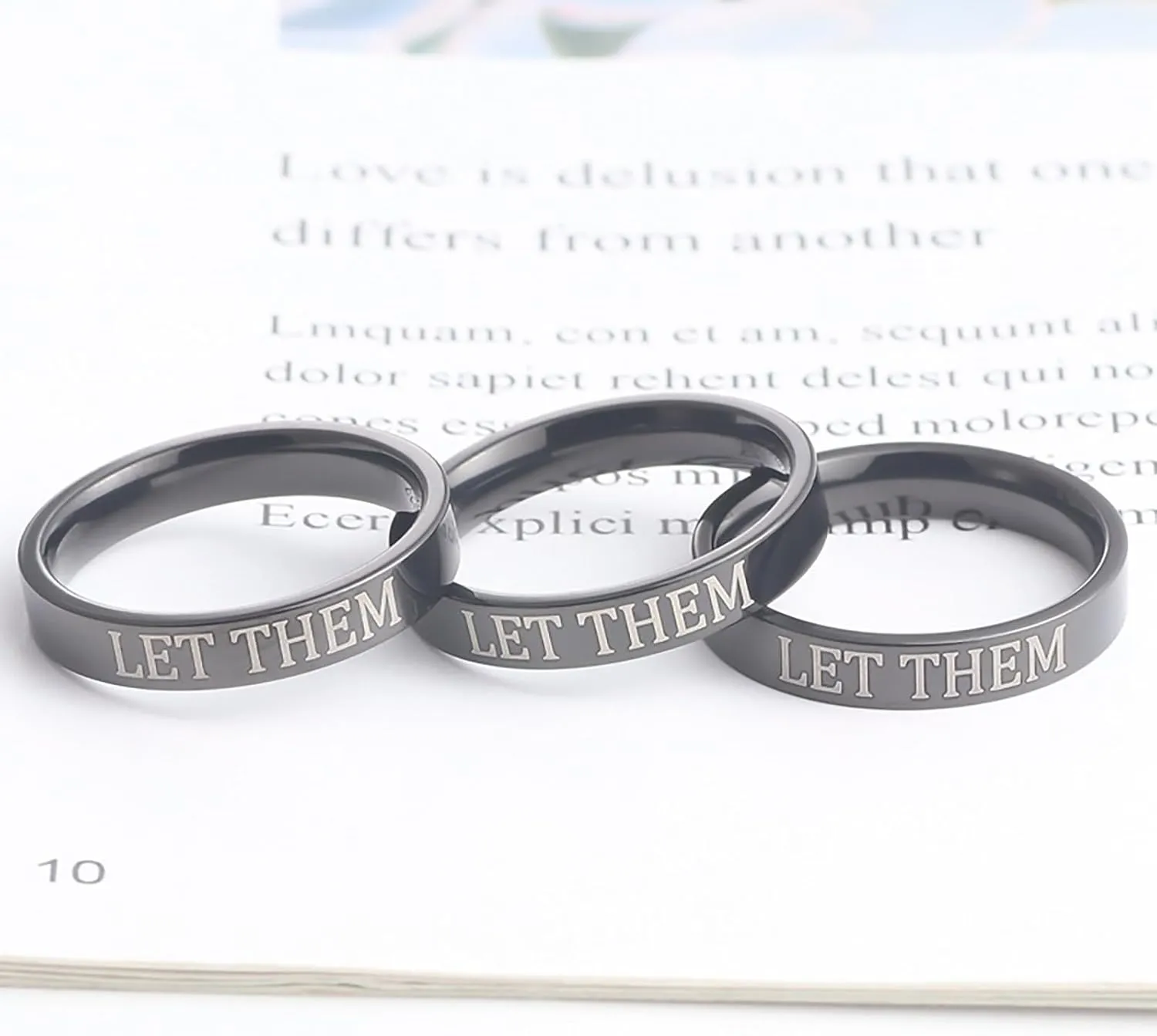 Let Them Rings for Women Self Worth Motivational Inspirational Ring Stainless Steel Stackable Bands Friendship Gift