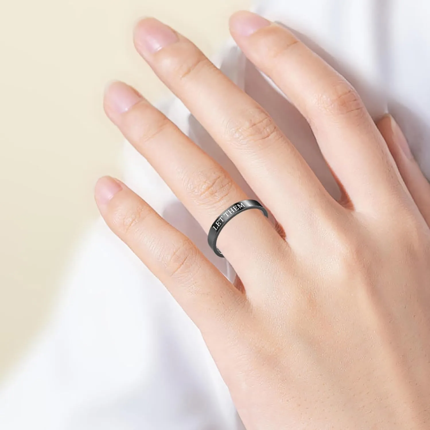 Let Them Rings for Women Self Worth Motivational Inspirational Ring Stainless Steel Stackable Bands Friendship Gift