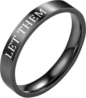 Let Them Rings for Women Self Worth Motivational Inspirational Ring Stainless Steel Stackable Bands Friendship Gift