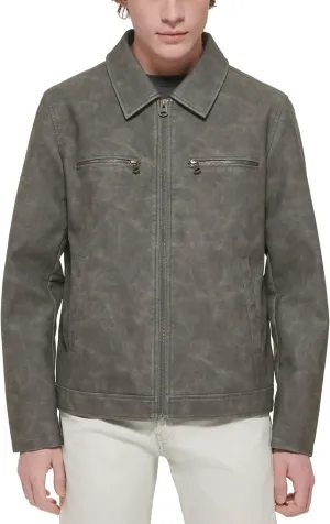 Levi's Faux Leather Jacket w/Laydown Collar Light Grey SM