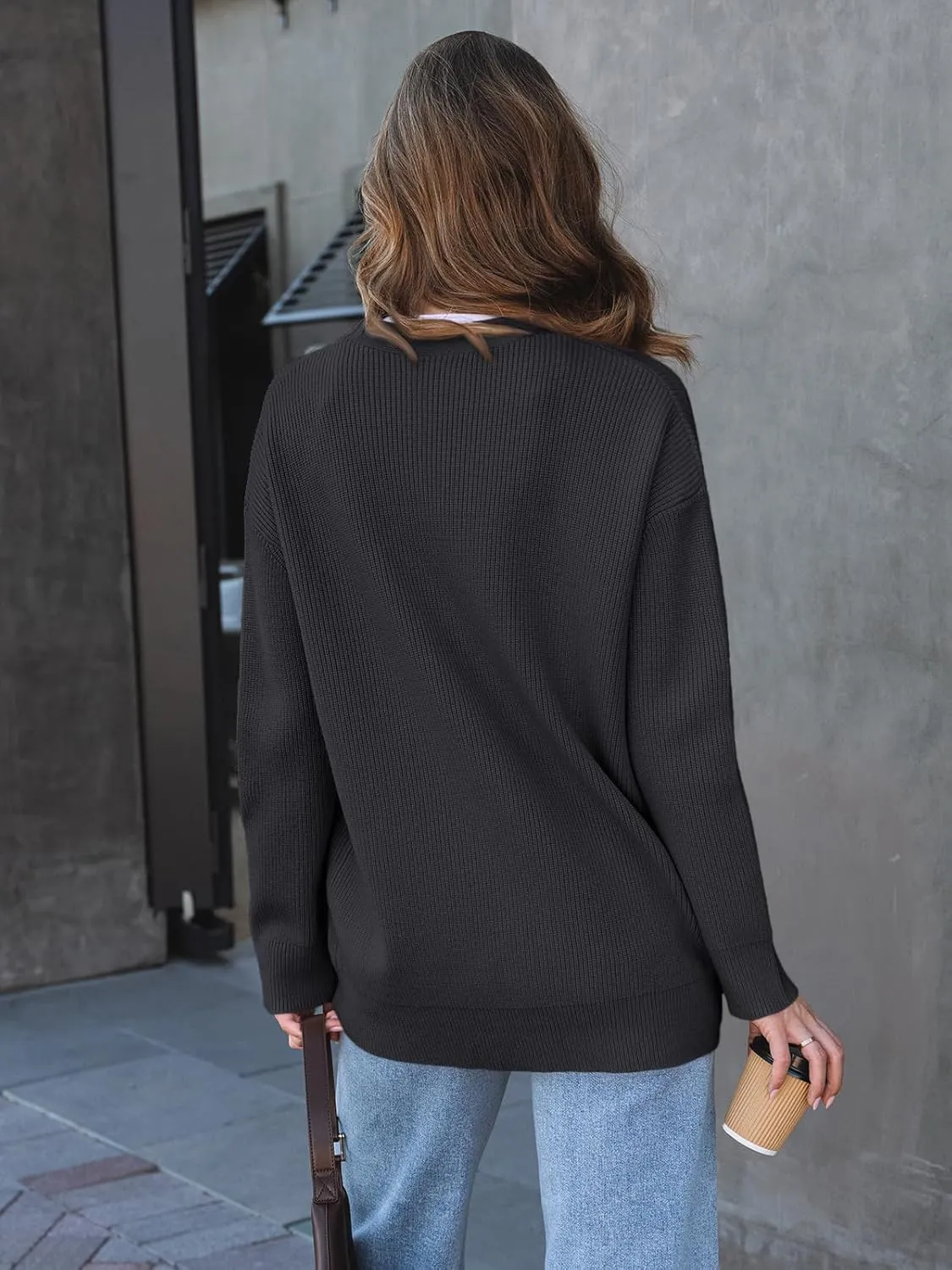 LILLUSORY Women Oversized Cardigan Sweater 2025 Fall Outfits Cloth Fashion V Neck Knit Button Front Casual Trendy Tops