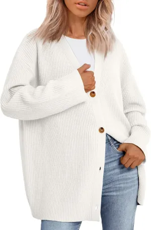 LILLUSORY Women Oversized Cardigan Sweater 2025 Fall Outfits Cloth Fashion V Neck Knit Button Front Casual Trendy Tops