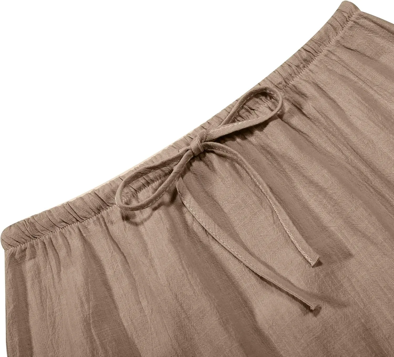 Linen Maxi Skirts for Women Drawstring High Waisted Lighweight Skirt Elastic Waisted Comfortable Straight Leg Skorts