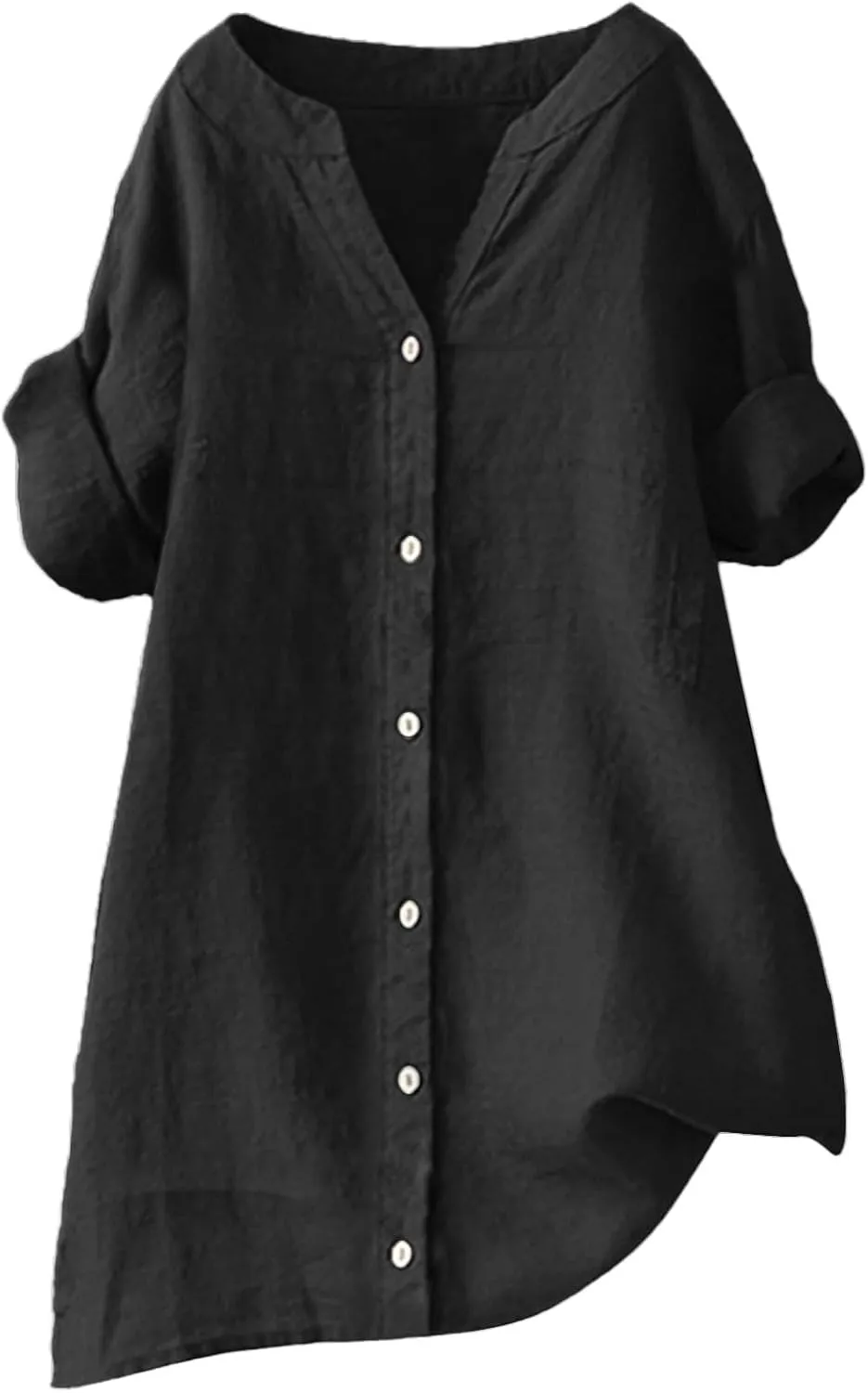 Linen Tops for Women 2025 Summer Button Down V Neck Shirts Casual Short Sleeve Loose Tshirt Cotton Linen Blouse Tees