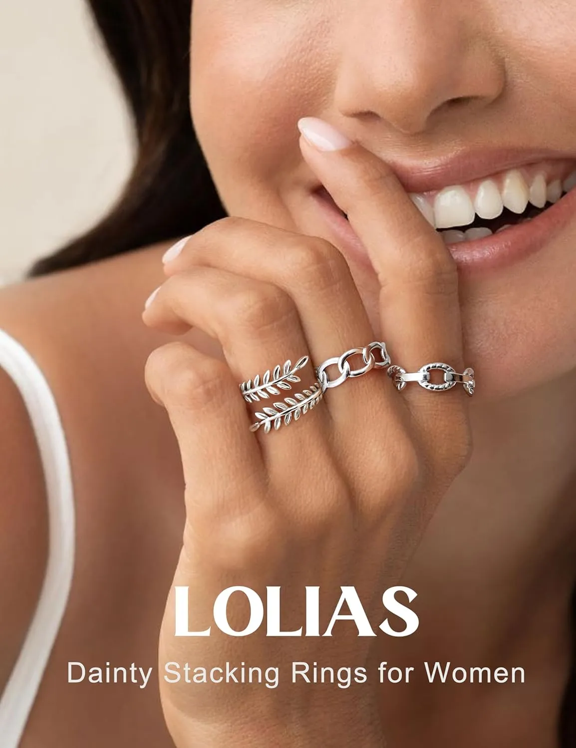 LOLIAS 16Pcs Stainless Steel Rings for Women Chunky Silver Rings Non Tarnish Stackable Ring Open Adjustable Thumb Finger Statement Rings Set
