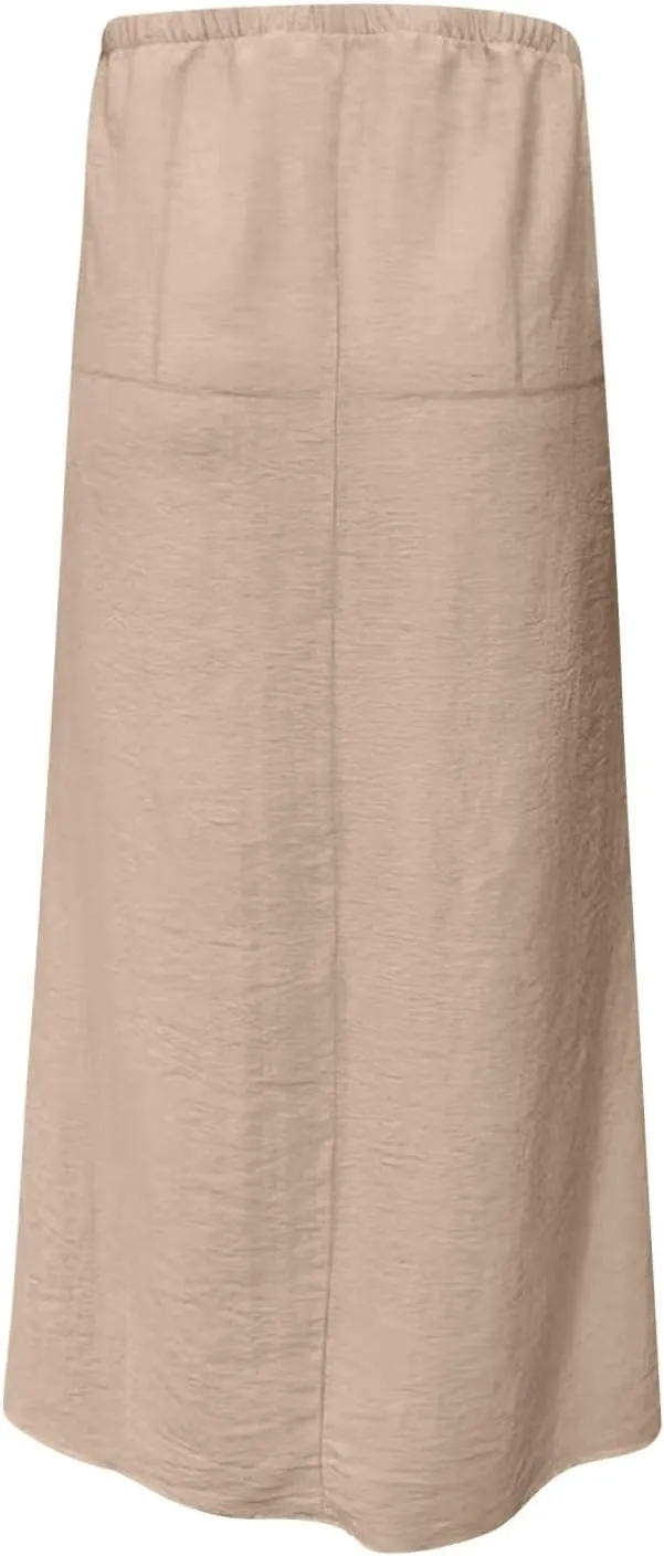 Long Skirts for Women Boho Vacation Flowy Maxi Skirt Lightweight Drawstring Low Rise Ankle Length Slim A Line Skirt