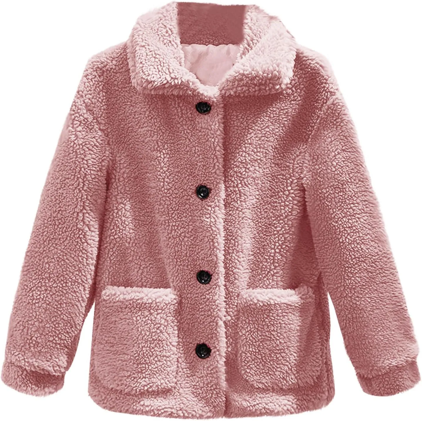 Long Winter Coats for Women Long Sleeve Hoodless Fleece Jackets Casual Loose Heated Coat with Pockets Outerwear