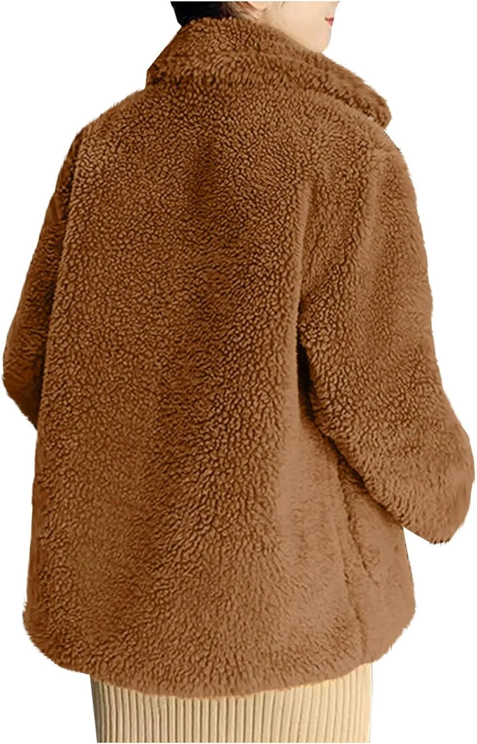 Long Winter Coats for Women Long Sleeve Hoodless Fleece Jackets Casual Loose Heated Coat with Pockets Outerwear