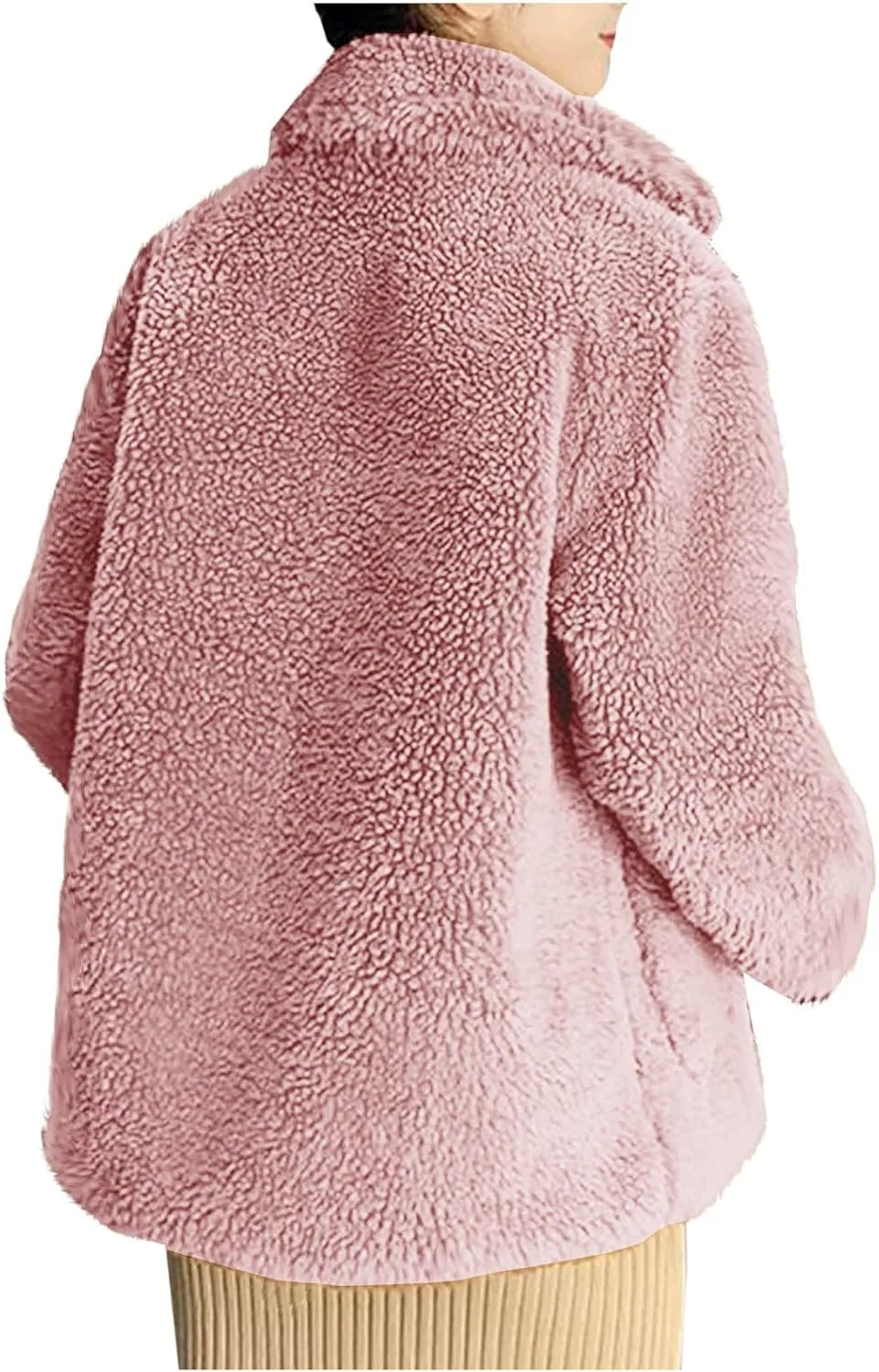 Long Winter Coats for Women Long Sleeve Hoodless Fleece Jackets Casual Loose Heated Coat with Pockets Outerwear