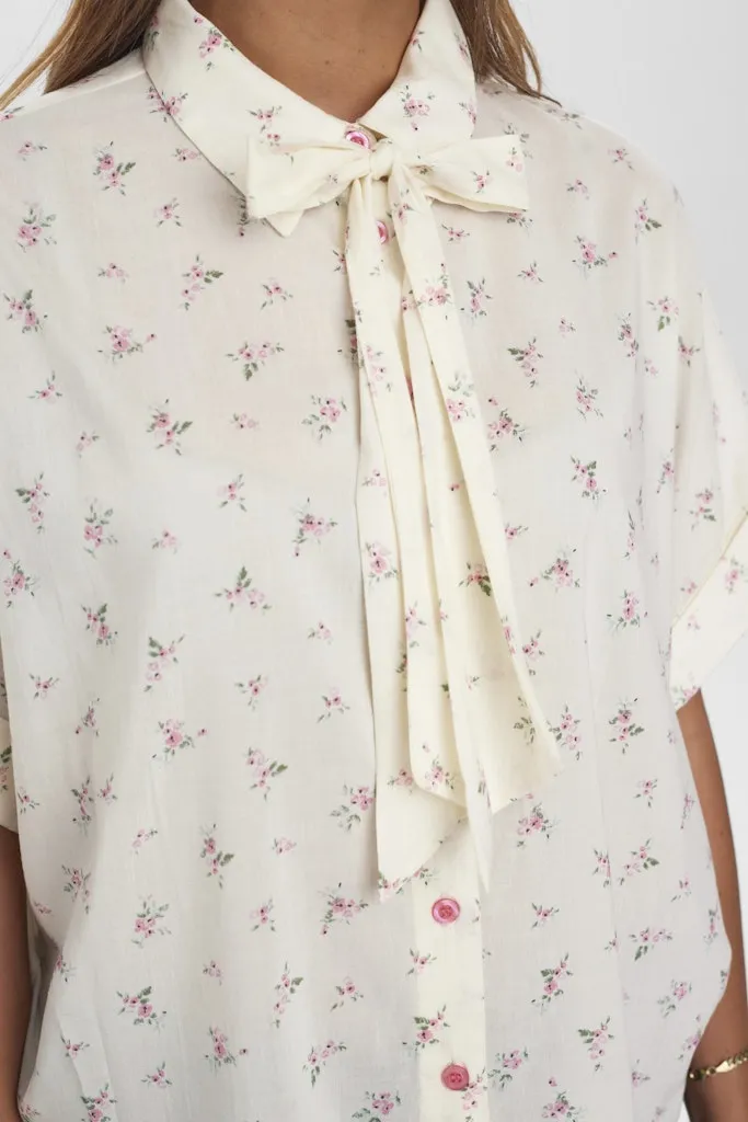 Luliana Short Sleeve Bow Shirt