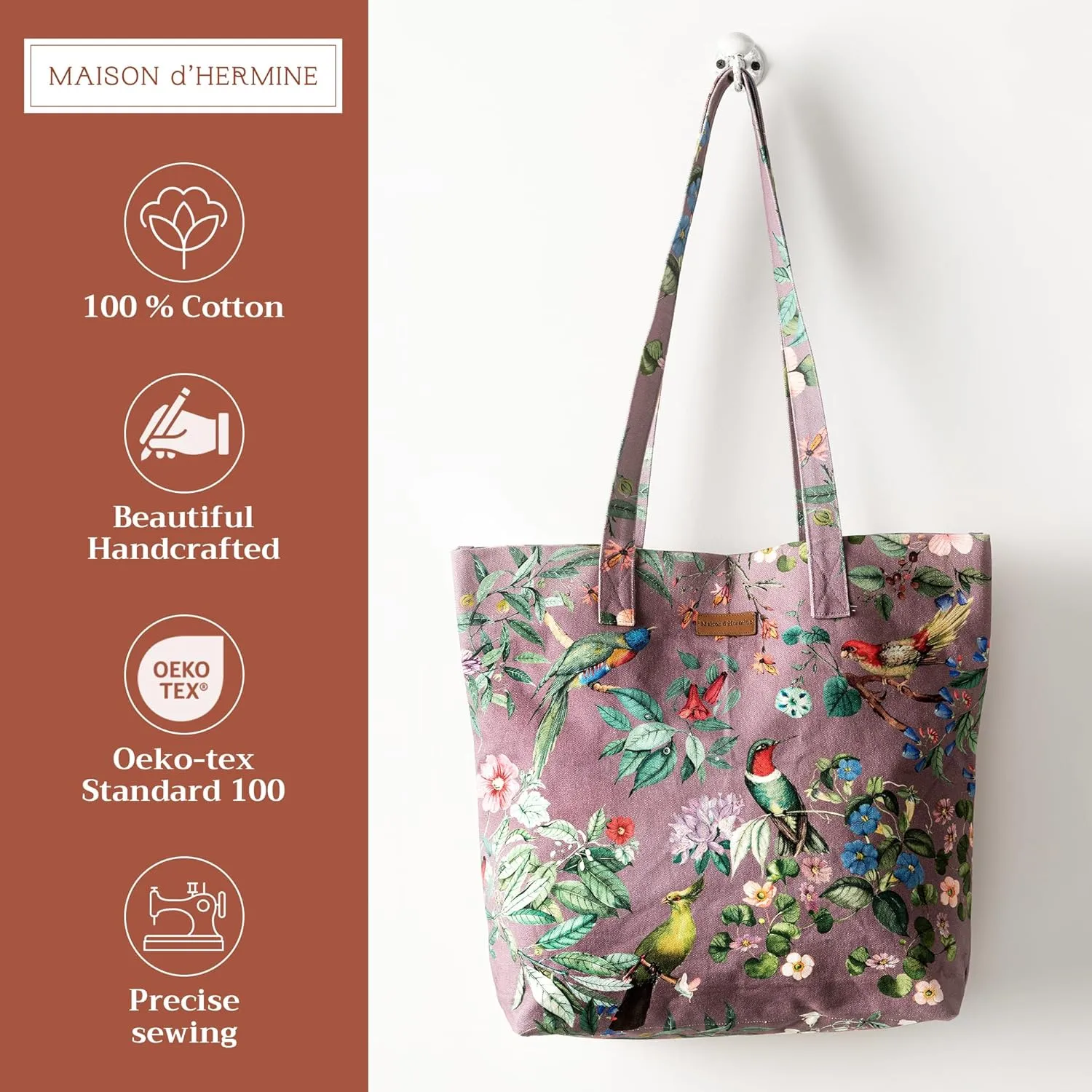 Maison d' Hermine Canvas Tote Bag for Women Cotton Canvas Reusable Shoulder Grocery Bags Bulk with Handle for Shopping Travel