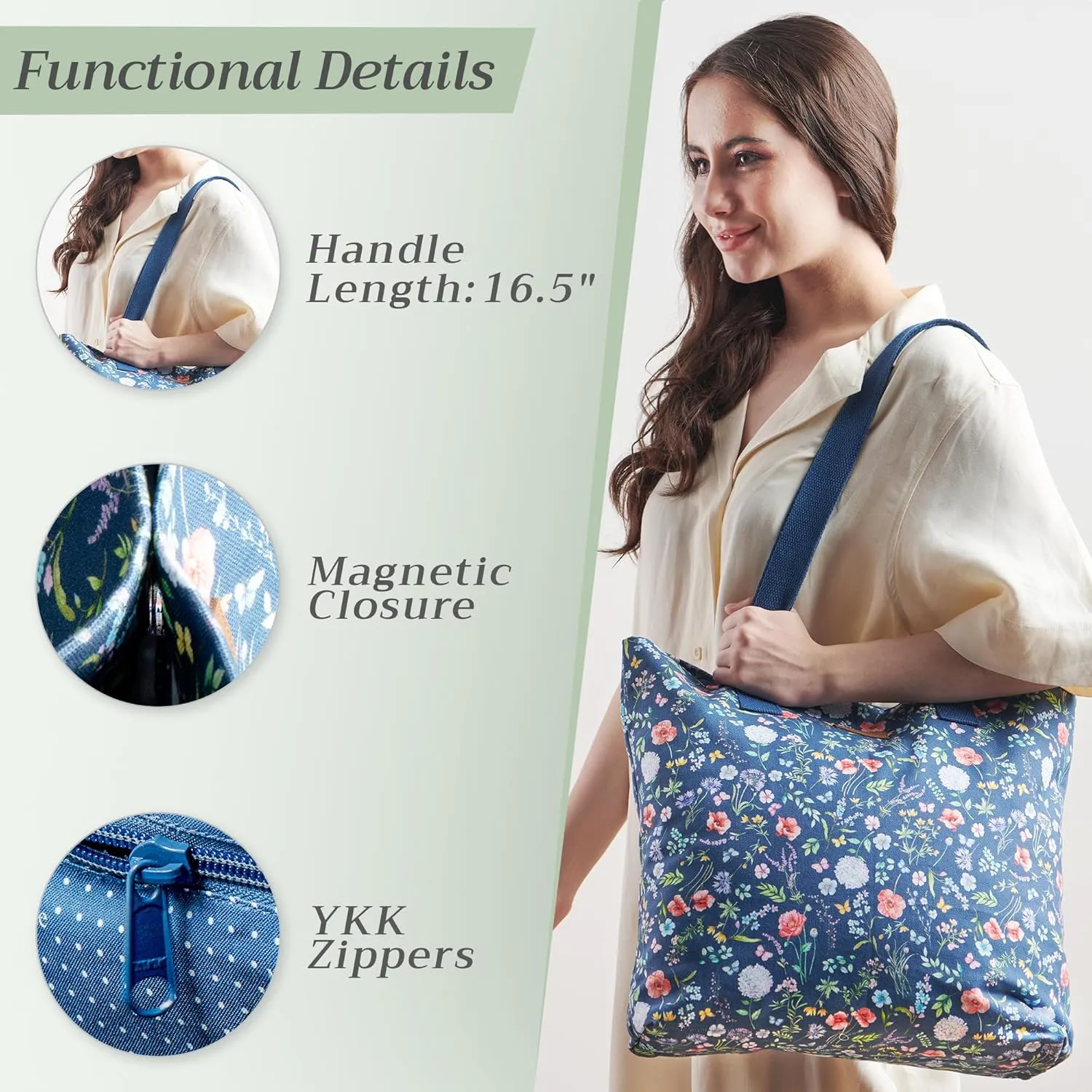 Maison d' Hermine Canvas Tote Bag for Women Cotton Canvas Reusable Shoulder Grocery Bags Bulk with Handle for Shopping Travel