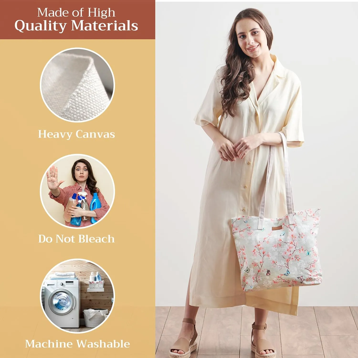 Maison d' Hermine Canvas Tote Bag for Women Cotton Canvas Reusable Shoulder Grocery Bags Bulk with Handle for Shopping Travel
