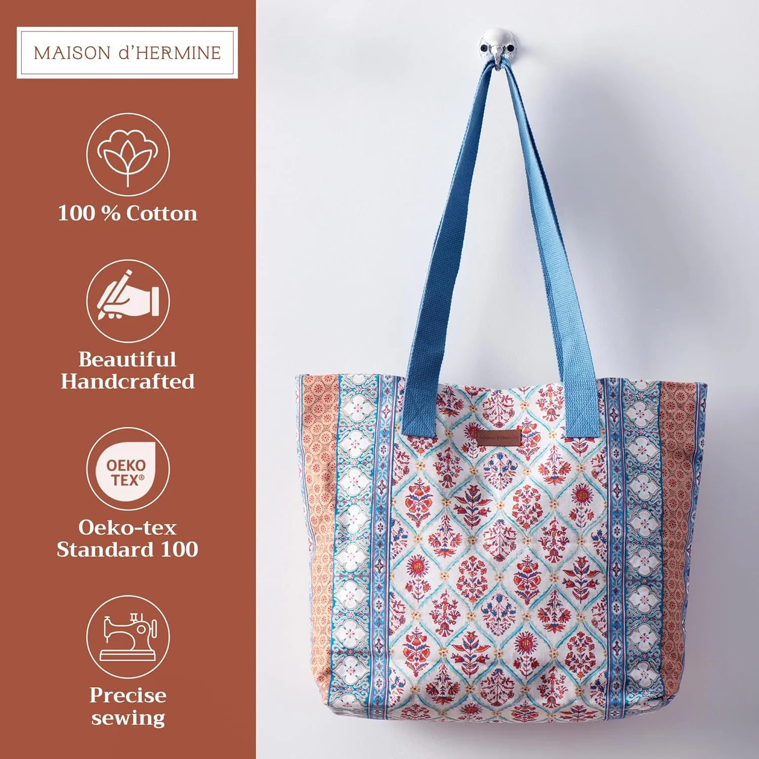 Maison d' Hermine Canvas Tote Bag for Women Cotton Canvas Reusable Shoulder Grocery Bags Bulk with Handle for Shopping Travel