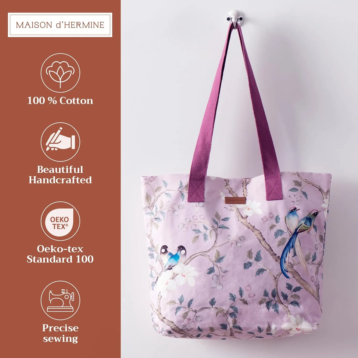 Maison d' Hermine Canvas Tote Bag for Women Cotton Canvas Reusable Shoulder Grocery Bags Bulk with Handle for Shopping Travel
