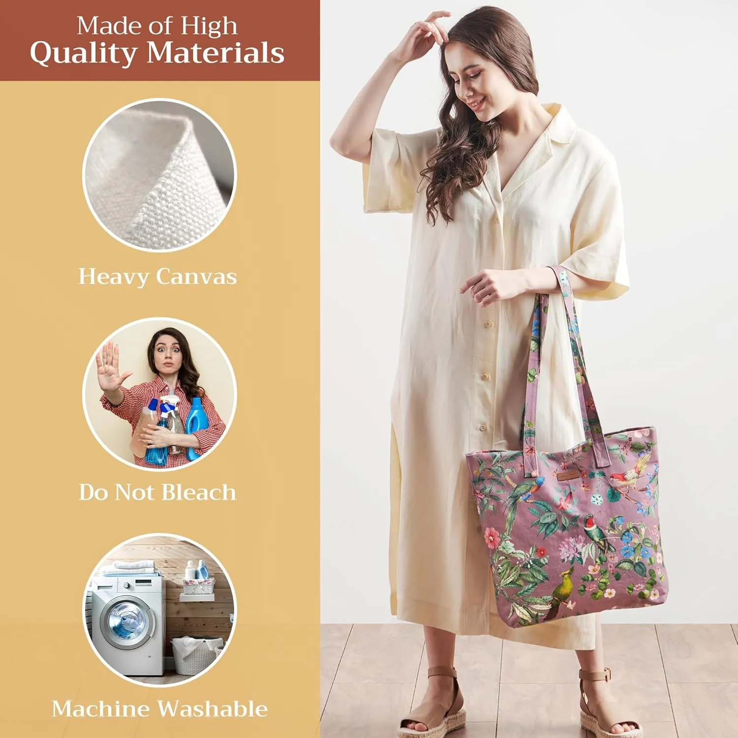 Maison d' Hermine Canvas Tote Bag for Women Cotton Canvas Reusable Shoulder Grocery Bags Bulk with Handle for Shopping Travel