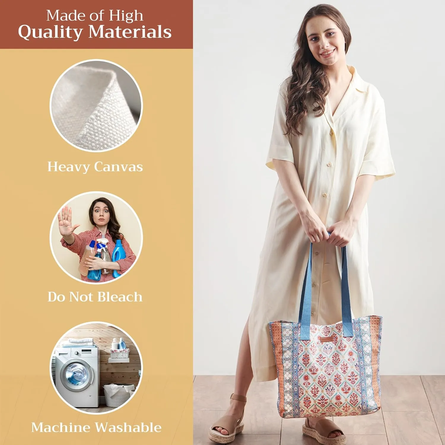 Maison d' Hermine Canvas Tote Bag for Women Cotton Canvas Reusable Shoulder Grocery Bags Bulk with Handle for Shopping Travel
