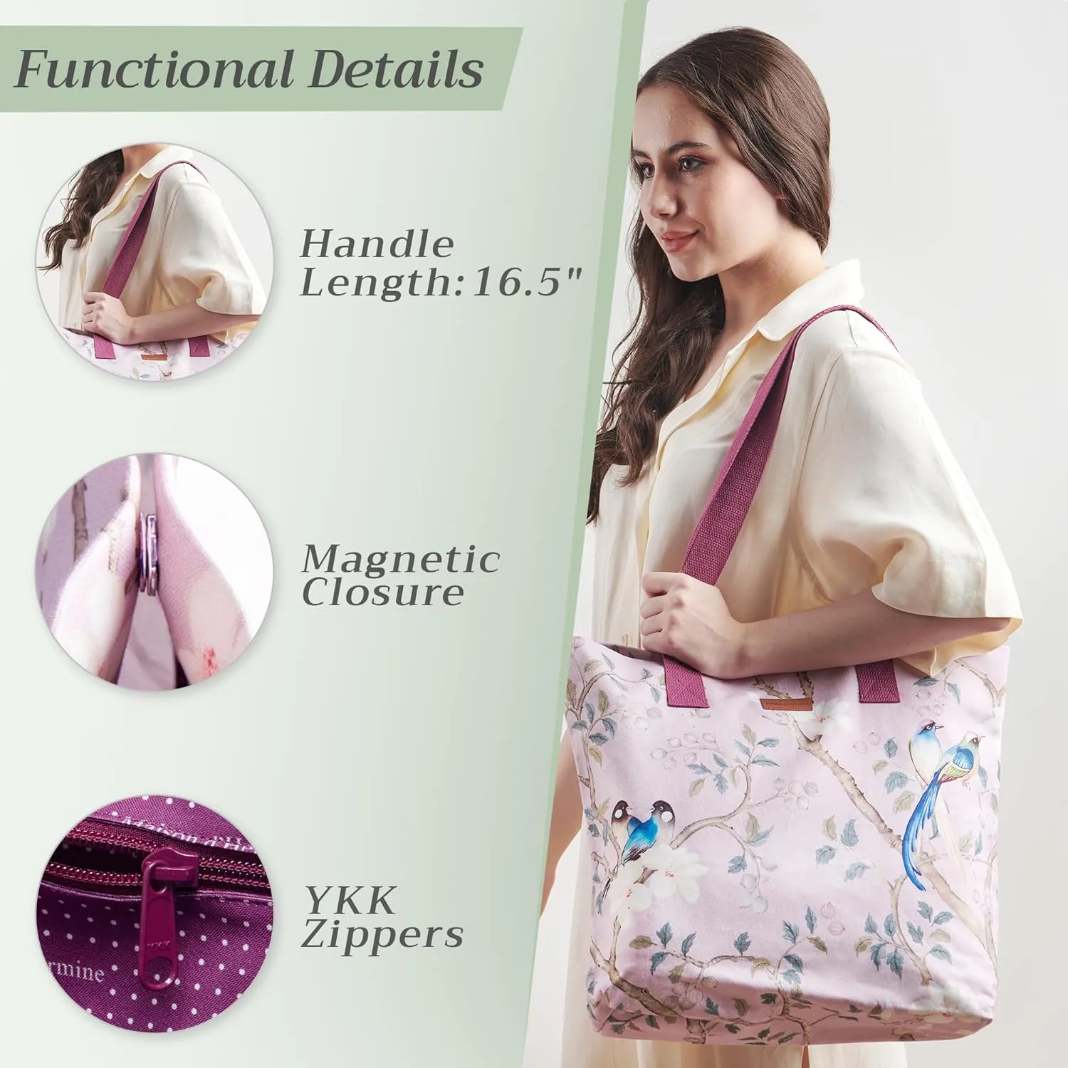 Maison d' Hermine Canvas Tote Bag for Women Cotton Canvas Reusable Shoulder Grocery Bags Bulk with Handle for Shopping Travel