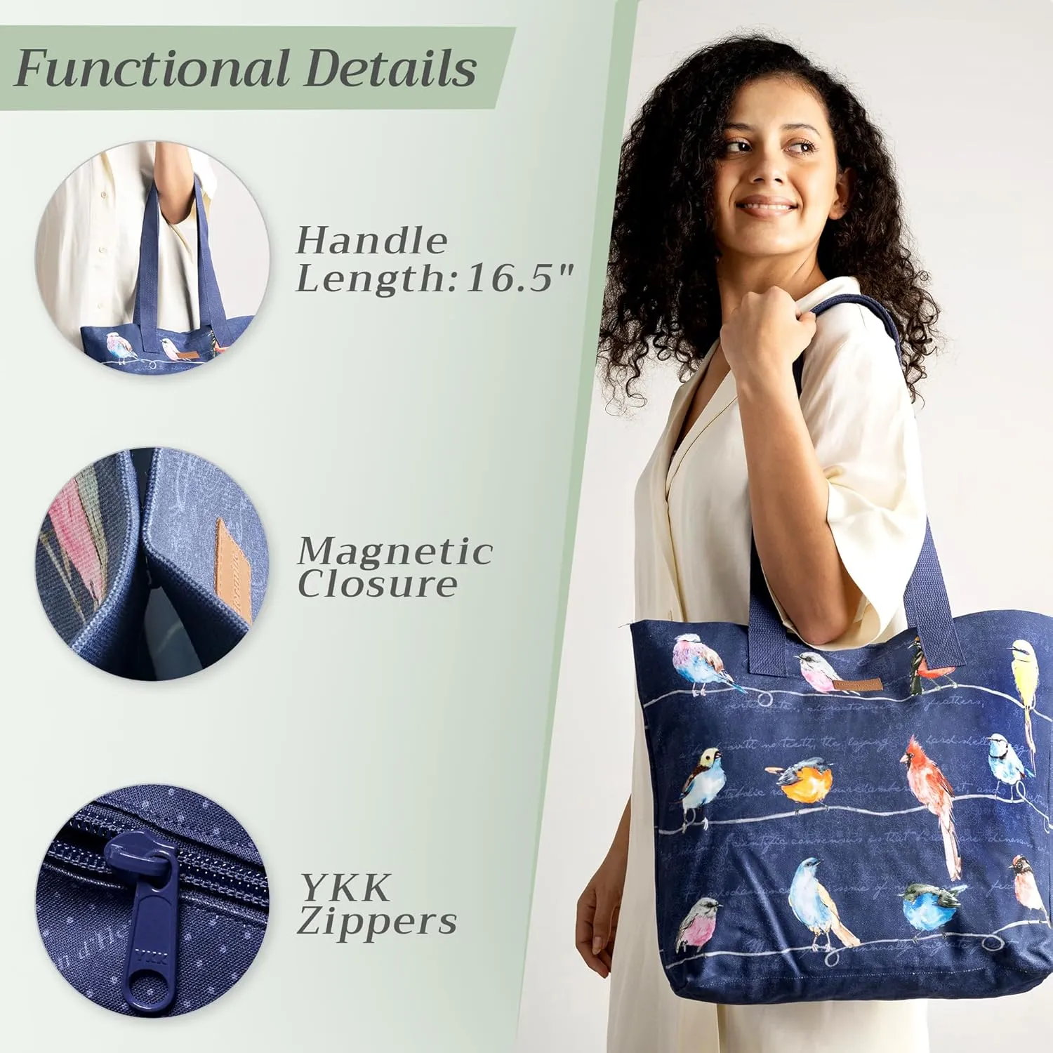 Maison d' Hermine Canvas Tote Bag for Women Cotton Canvas Reusable Shoulder Grocery Bags Bulk with Handle for Shopping Travel