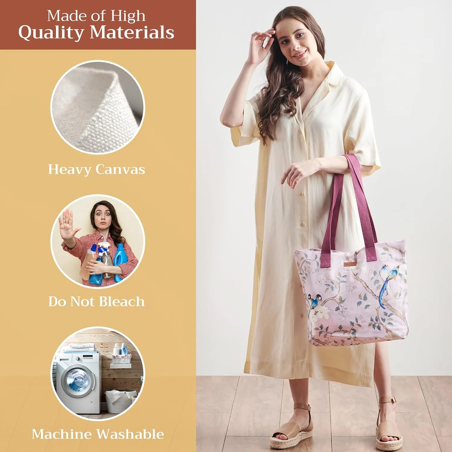 Maison d' Hermine Canvas Tote Bag for Women Cotton Canvas Reusable Shoulder Grocery Bags Bulk with Handle for Shopping Travel