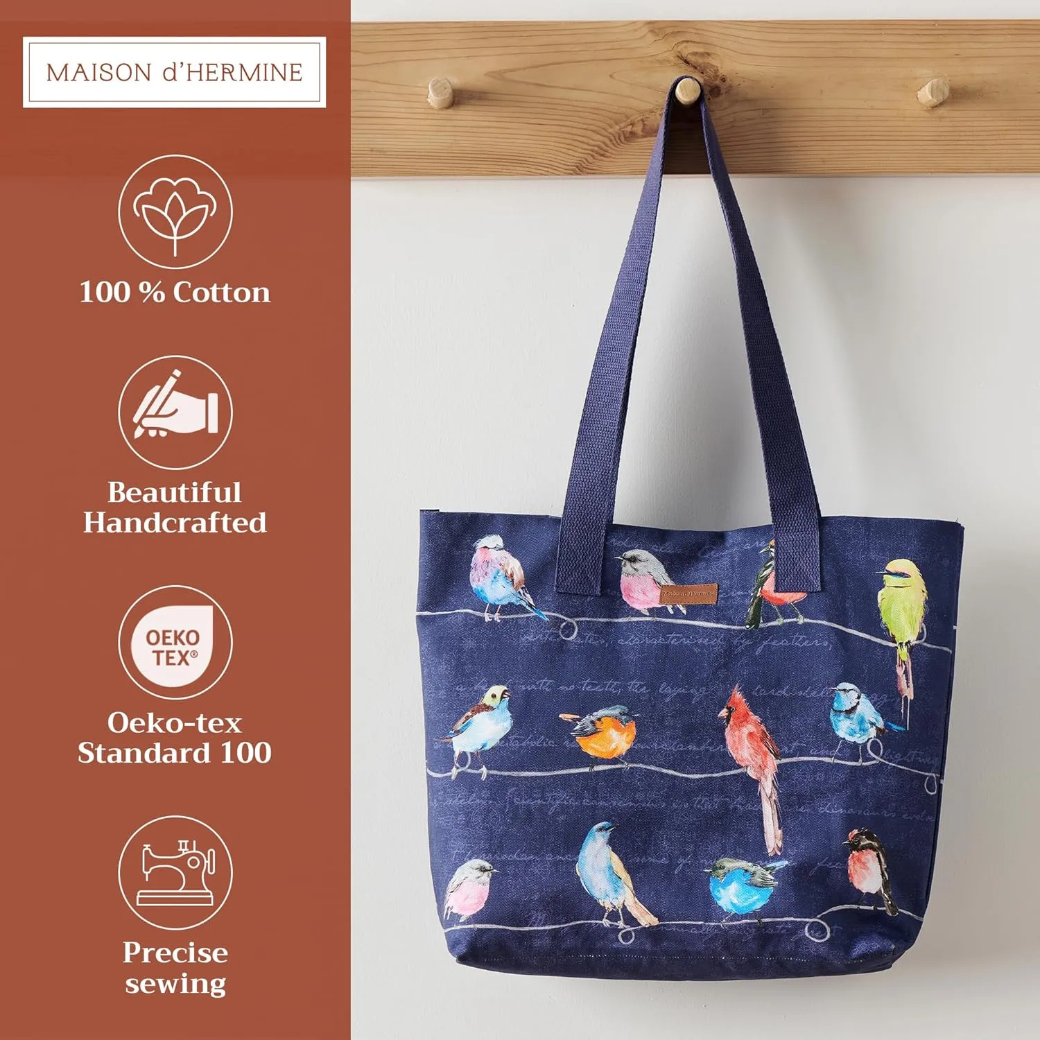 Maison d' Hermine Canvas Tote Bag for Women Cotton Canvas Reusable Shoulder Grocery Bags Bulk with Handle for Shopping Travel