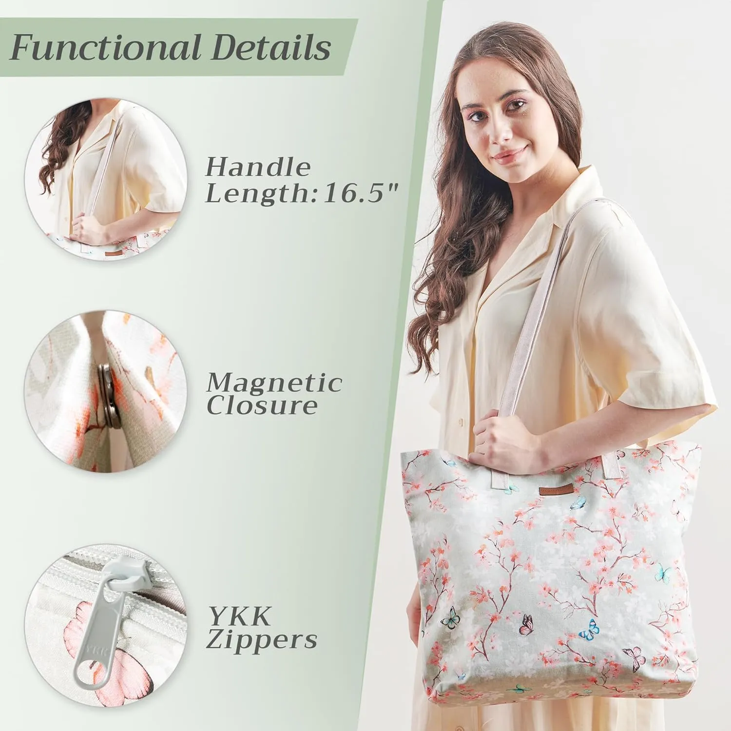 Maison d' Hermine Canvas Tote Bag for Women Cotton Canvas Reusable Shoulder Grocery Bags Bulk with Handle for Shopping Travel