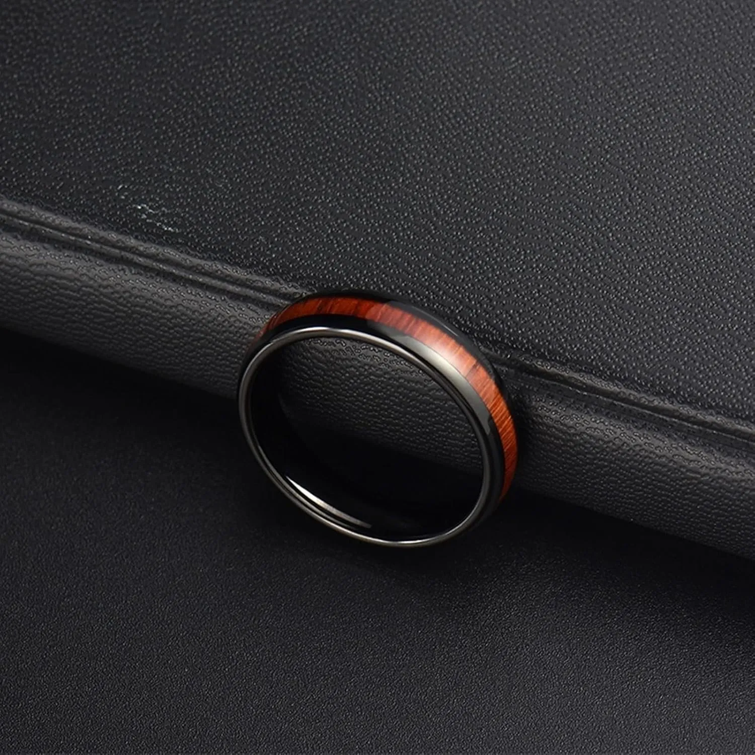 Matching Wedding Rings Set, Couples Promise Rings Set Tungsten Carbide Comfort Fit 6mm Black Ring Inlay Wood