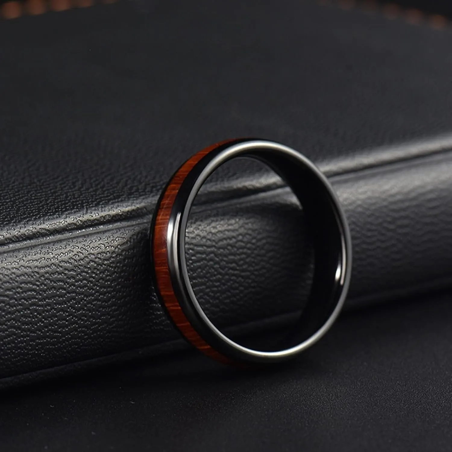 Matching Wedding Rings Set, Couples Promise Rings Set Tungsten Carbide Comfort Fit 6mm Black Ring Inlay Wood