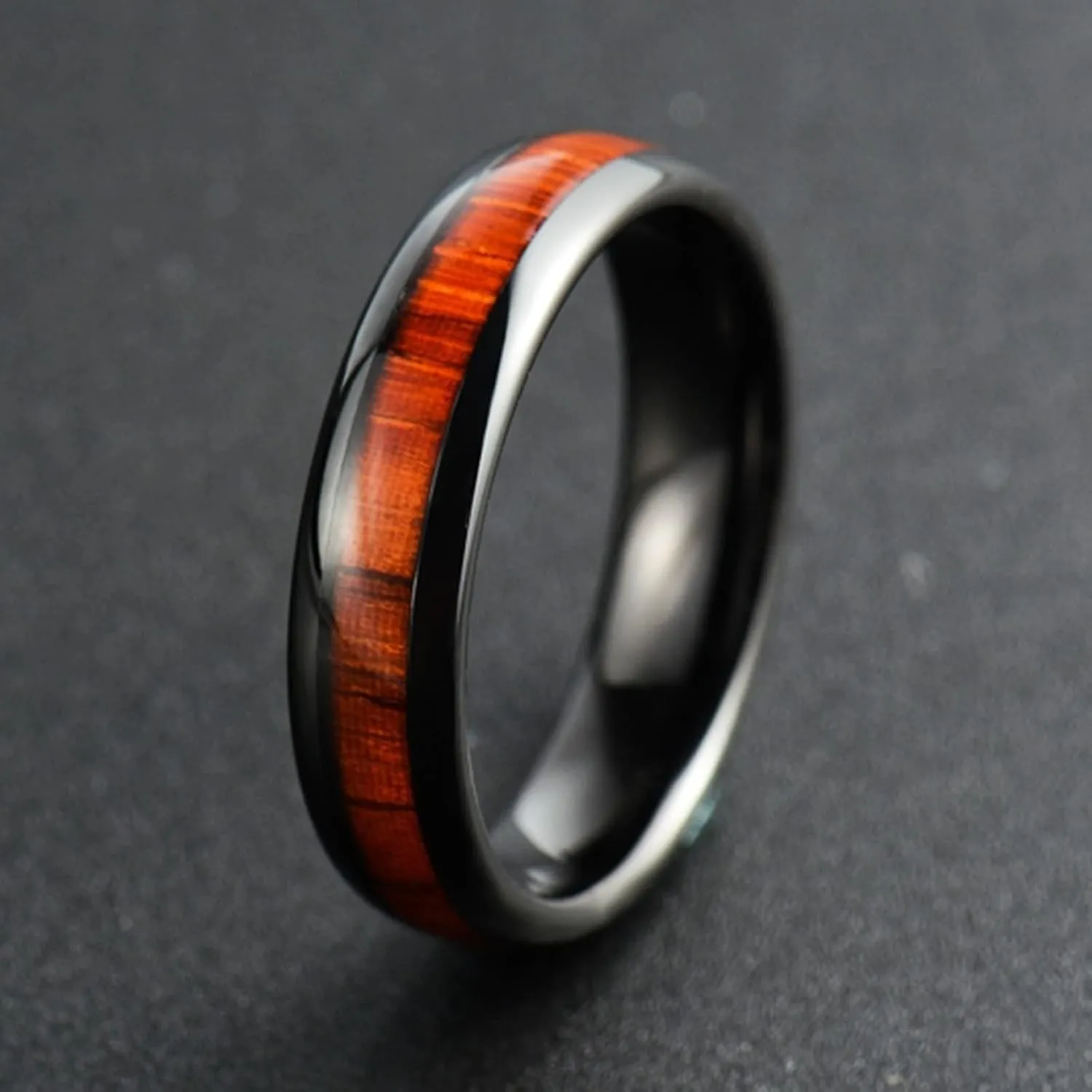 Matching Wedding Rings Set, Couples Promise Rings Set Tungsten Carbide Comfort Fit 6mm Black Ring Inlay Wood