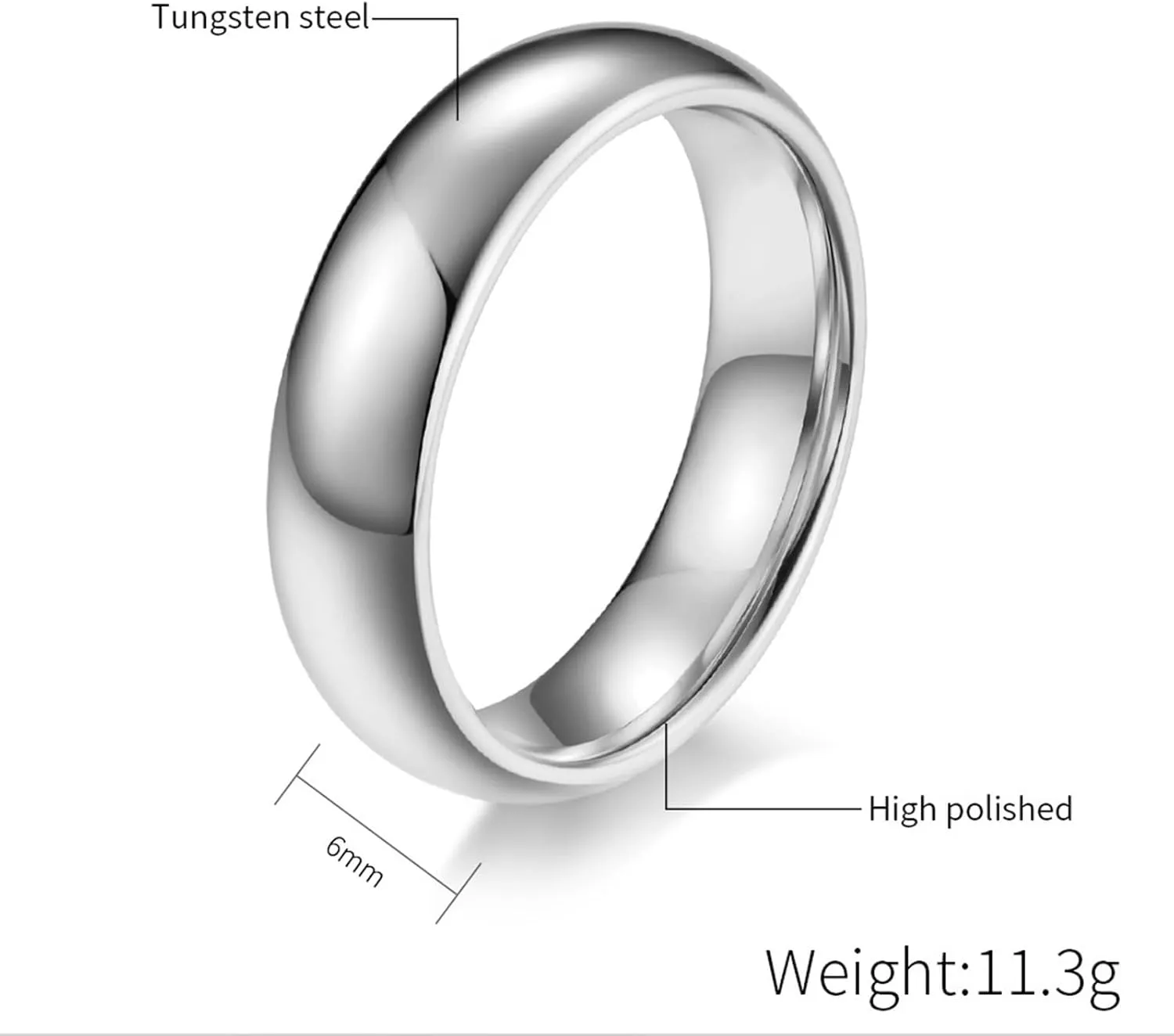 Matching Wedding Rings Set, Engagement Rings for Couples Set Tungsten Comfort Fit 6mm 8mm Silver Polished Ring