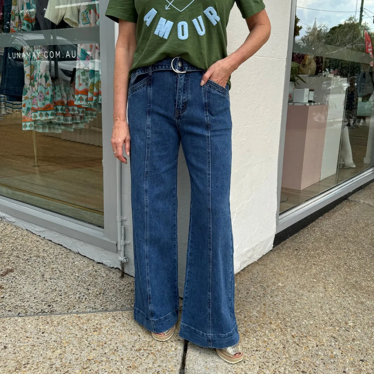 Mattea Wide Leg Jeans (Dark)