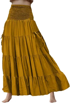 Maxi Long Skirts for Women Ankle Length High Waisted Pleated A Line Flowy Tube Dresses Summer Casual Skirts with Pockets
